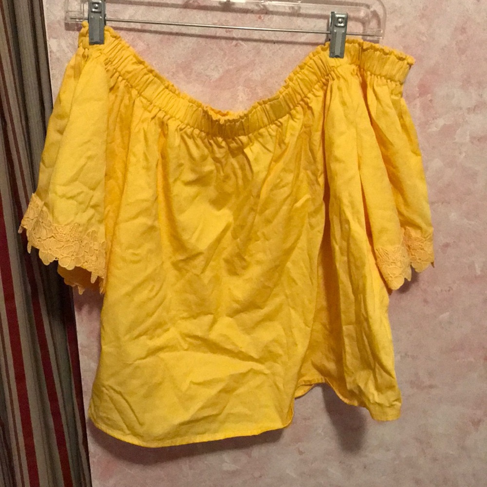 Yellow off the shoulder shirt